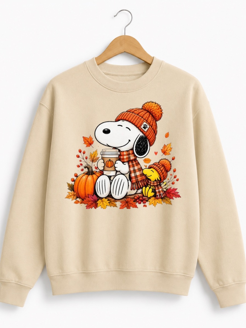 Sand Snoopy & Woodstock Fall Graphic Crewneck